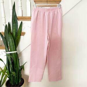 Vintage Bon Worth Womens Pink White Mini Checks Elastic Waist Pocket Pants